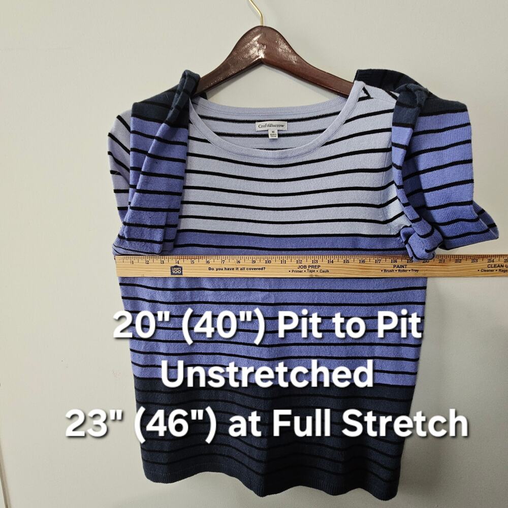Croft & Barrow Size M Grey Blue Block Striped Acrylic Knit Sweater Top Shirt - Picture 4 of 16